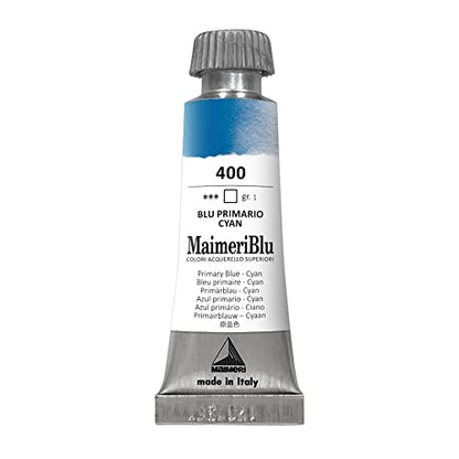 MaimeriBlu Watercolor Tube, 12ml, Primary Cyan, (400)