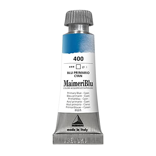 MaimeriBlu Watercolor Tube, 12ml, Primary Cyan, (400)