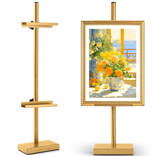 Rofio Adjustable Tabletop Easel, Picture Frame & Sign Display Stand, Gold - color: Gold
