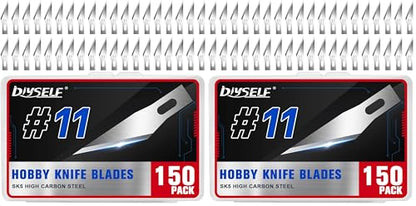 DIYSELF 150 PCS Exacto Knife Blades 11, Sharp Hobby Knife Blades, High Carbon Steel Craft Knife Blade, #11 Replacement Exacto Blade for Art, Scrapbooking, Stencil, Paper Cutting (Pack of 2) - size: #11 (Pack of 2)