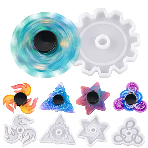 NiArt Fidget Spinner Silicone Resin Mold Kit, 5 Molds, 10 Bearings Set - size: 5 Molds (A) + 10 BLACK Bearings