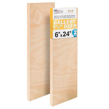 U.S. Art Supply 6" x 24" Unfinished Cradled Wood Panels for Painting - size: 6" x 24"