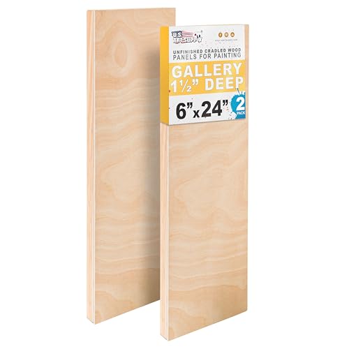 U.S. Art Supply 6" x 24" Unfinished Cradled Wood Panels for Painting - size: 6" x 24"