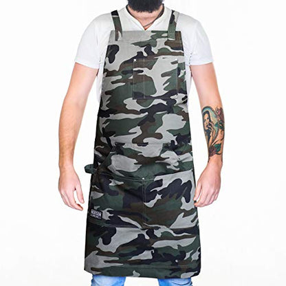 Hudson Durable Goods - Professional Grade Chef Apron for Kitchen, BBQ & Grill - color: Camouflage