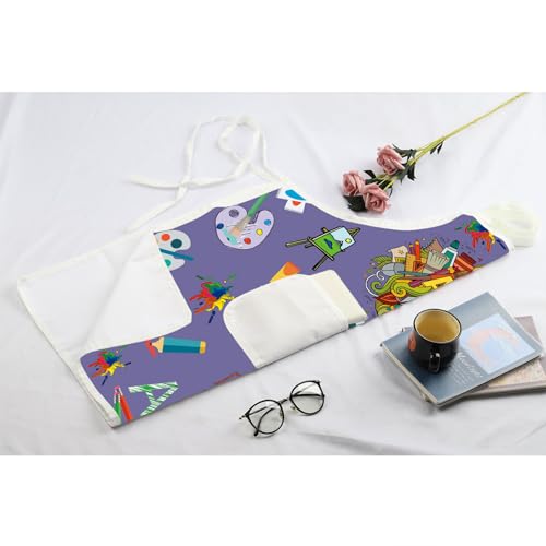 MBMSO Painting Artist Apron with Pockets Artist Painter Gifts Art Lover Gift for Art Teacher Student Painter Apron Waterproof - color: Art Apron-purple