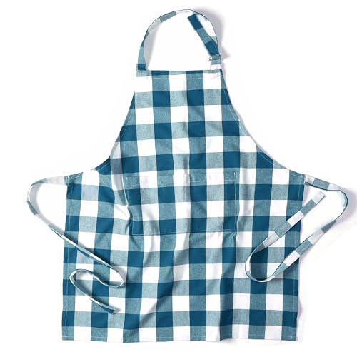 Native Fab Kitchen Apron 2 Pack - 100% Cotton Adjustable, Durable Apron with Pockets, Perfect for Cooking, Baking, Grilling - color: Buffalo, Teal Green