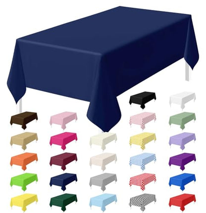 HEIPINIUYE 2 Pack Navy Blue Tablecloth Disposable 54 x 108 Inch Navy Blue Plastic Table Cloth Disposable Waterproof Rectangle Table Cover for Party Birthday Camping Picnic Tablecloths - color: Navy Blue Rectangle Tablecloth, size: 2 Pack