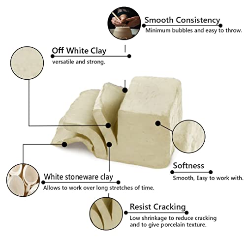 Old Potters Mid High Fire White Stoneware Clay for Pottery | Cone 6-10 | Ideal for Wheel Throwing, Hand Building, Sculpting | Great for All Skill Levels | Greenware Clay, 50 lbs. - size: 50 lb