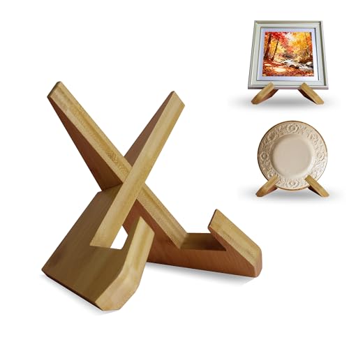 Plate Stand, 6.7inch Plate Holder Stand for Displaying, Bamboo Picture Frame Holder, Decorative Table Top Easels (Light Brown) - color: Light Brown