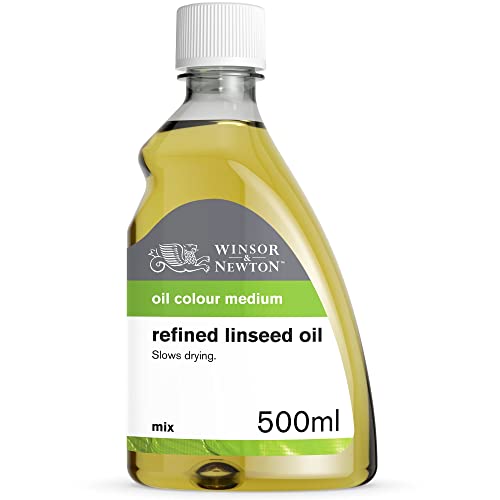 Winsor & Newton Refined Linseed Oil, 500ml (16.9-oz) Bottle | Essential refined linseed oil that slows drying, improves paint flow, enhances gloss and transparency. - color: Refined Linseed Oil, style: 16.9-oz Bottle