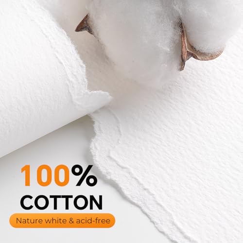 Fuumuui 9×12 Watercolor Paper Block, Textured Rough 100% Cotton Watercolor Paper, 140lb/300gsm, 22 Sheets, Acid-Free, Art Paper for Painting & Drawing, Wet, Mixed Media, Rough Grain - color: Rough, size: 9“×12”