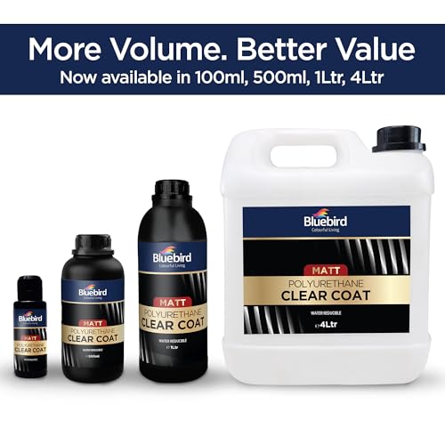 Bluebird Polyurethane Clear Coat for Furniture, Paintings, Water-Based Professional Varnish (Matt, 135.2 Fl Oz) - color: Matt, size: 135.2 Fl Oz