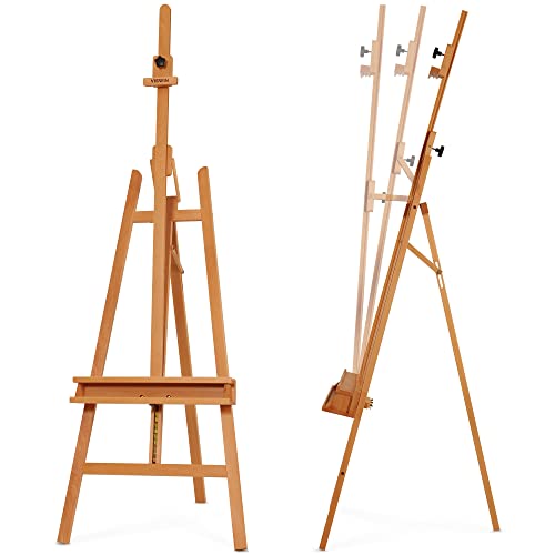 VISWIN Inclinable A-Frame Easel for Painting & Display, Adjustable 65"-89" H, Holds Canvas up to 49", Beech Wood Easel Stand with Storage Tray, Large Art Easel for Adults, Artists, Beginners - Natural - color: Natural