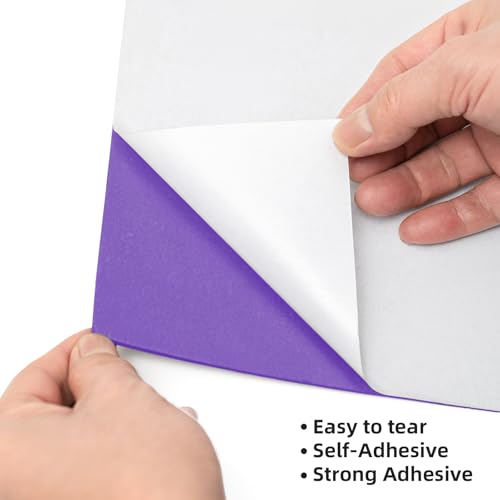 MEARCOOH Self Adhesive Foam Sheets, Purple 9x12 Inch 2mm Sticky Eva Foam Paper for Crafts Cardmaking Photo Frames Classroom Scrapbooking Christmas Crafts (Purple 10 Sheets) - color: Purple Self-adhesive, size: 9X12in-2mm