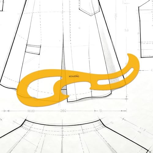 KEARING 42cm Large French Curve Ruler - Flexible Orange Sewing Template | Extra-long 42cm flexible transparent orange PVC curve template with protective vinyl case for sewing pattern making - style: 1312