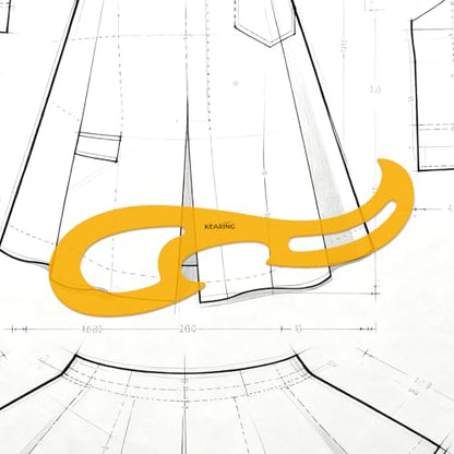 KEARING 42cm Large French Curve Ruler - Flexible Orange Sewing Template | Extra-long 42cm flexible transparent orange PVC curve template with protective vinyl case for sewing pattern making - style: 1312