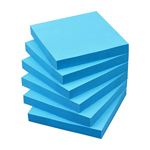 OSBOO Sticky Notes 3x3 with Bright Colors, 6 Pads 100 Sheets/Pad (Blue) | Bright Blue Self-Stick Notes Pads, 600 Sheets Total, Easy to Stick and Remove, Perfect for Office, School and Home - color: Blue