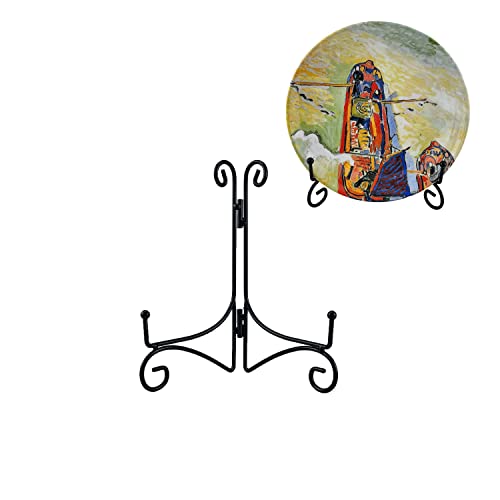 Plate Stand, 6 Inch Plate Holder for Display, Tabletop Black Iron Easel for Photo, Picture Frame, Artwork, Album Card and Decorative Plates (Black Color, 1-Pack) - size: 6 Inch 1Pack