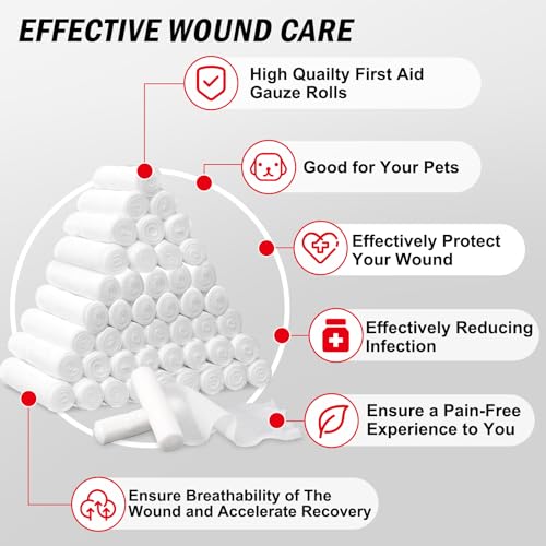 DMSKY 24 Pack Gauze Rolls, 4 in x 4.1 Yards | Individually Wrapped Gauze Wrap Roll for Wounds, Premium Bandage Wrap Rolled Gauzes, Mummy Wraps - color: 24pack, size: 4 IN