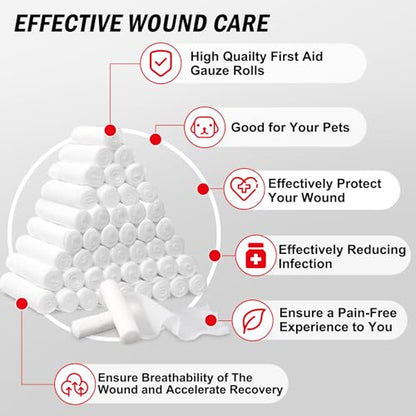 DMSKY 24 Pack Gauze Rolls, 4 in x 4.1 Yards | Individually Wrapped Gauze Wrap Roll for Wounds, Premium Bandage Wrap Rolled Gauzes, Mummy Wraps - color: 24pack, size: 4 IN