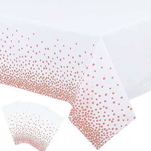 4 Pack Plastic Tablecloth Disposable Rose Gold Tablecloth for Rectangle Tables 54" x 108" Party Decorations Birthday Thanksgiving Christmas Valentines Wedding Outdoor BBQ Picnic (Rose Gold, 4 Pack) - color: Rose Gold, size: 4 Pack