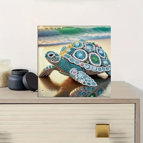 KUFWKEY 4 Pack Sea Turtle Diamond Art Kits for Adults,5d Diamond Painting Kits for Beginner,Crystal Rhinestones DIY Handicrafts,Diamond Mosaic Gem Art,Special Shape Diamond Art,11.81X11.81 inchs - color: turtle