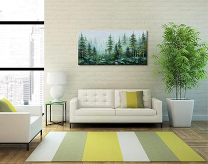 Alenoss Hand Painted 3D Abstract Oil Painting, Green Forest Wall Art | Landscape Textured Canvas Wall Art For Living Room Bedroom - color: AL-B101