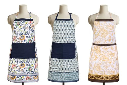 FINGERCRAFT Apron, Dual Pocket, Adjustable Tie, Multipurpose Washable Bib Apron for Home, Kitchen, Chef and Professionals - color: Bloom Gold Ochre