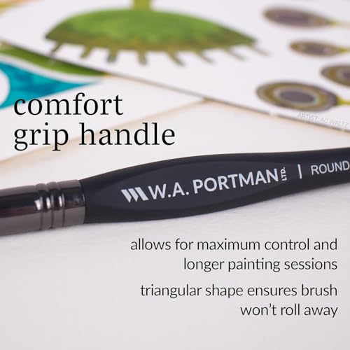 WA Portman Round Acrylic Paint Brush Set, Professional 4pc Watercolor Brush - color: Round