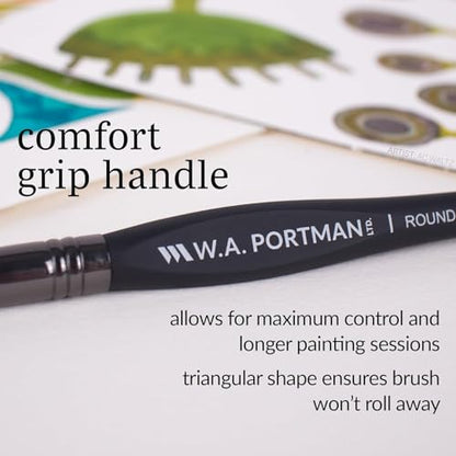 WA Portman Round Acrylic Paint Brush Set, Professional 4pc Watercolor Brush - color: Round