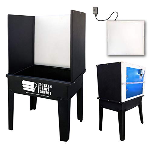 Screen Print Direct® Screen Printing Washout Booth - w/LED Light | Compact Vertical Design, 32 By 24 By 64 Inches - Chemical Resistant, Recycled Polyethylene, Easy Assembly - LED Light - size: Washout Booth with LED