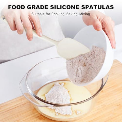 NileHome 6 Pieces Silicone Spatula Set with Silicone Brush,Mixing-Ivory - color: Ivory