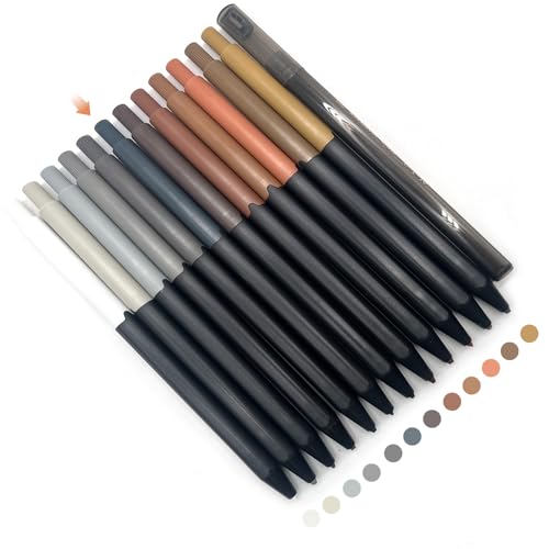 Mechanical Colored Pencils, Taupe Brown, 12 Color 3.0mm Lead with Sharpener | Paint Markers Stylish Barrel Design for Adult Sketching, Coloring, Journaling & Drawing - color: Brown