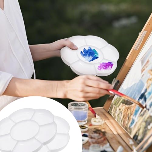 2pcs Paint Tray Palette Plastic 7-Well Watercolor Palette Flower White Painting Tray for Watercolor Create DIY Craft Professional Art Painting Acrylic Painting Gouache