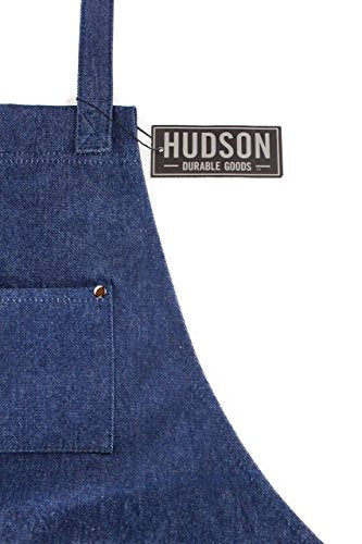 Hudson Durable Goods - Professional Grade Chef Apron for Kitchen, BBQ & Grill - color: Blue Denim
