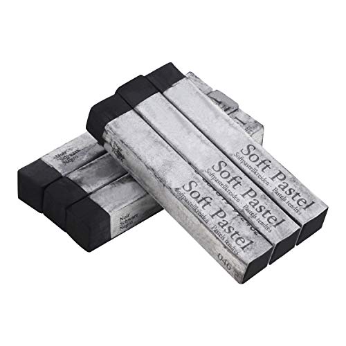 6 Pcs Soft Pastel Drawing Chalk Set Square Sketch Pastel Chalk Painting Sticks Drawing Sketching Pen Art Supplies Artists Beginners Non-Toxic Soft Pastel Stick Crayons for Teachers Professionals - color: black