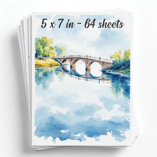 64 Sheets Watercolor Paper Pad - 5"x7" - Water Color Paper 140lb/300gsm - 100% Cotton Pulp - Art Supplies for Kids & Adults - for Painting, Artist Sketch, Easel, Loose Drawing - size: 5" x 7", 64 Sheets