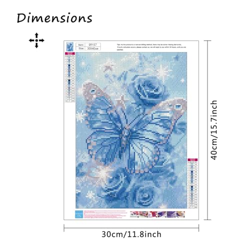 MBNTJHT Butterfly Diamond Art Kits for Adults Beginners,Crystal Butterfly and Rose Diamond Painting Kits for Adult,5D Round Drill Gem Painting Art Craft Kit for Home Decor Gifts 12X16 Inch. - color: G9157