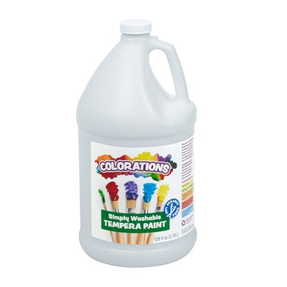 Colorations Paraben-Free Washable, Vibrant White Tempera Paint, 1 Gallon | Non-Toxic and Made in the USA - color: White