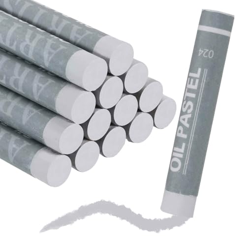MECCANIXITY Soft Oil Pastels, Oil Pastel Crayons Vibrant Color Blendable Art Supplies for Painting Drawing Blending Painting Artists Beginners Professional(Light Gray, Pack of 16) - color: Light Gray