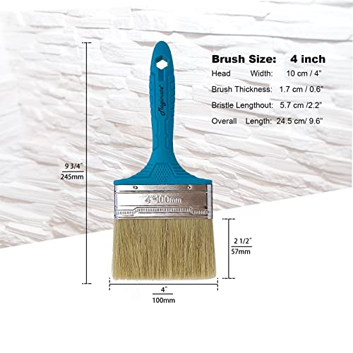 Magimate Stain Brush 4-inch Chip Brush Wide Flat Bristle Paint Brush for Painting Walls, Cabinets, House Touch-ups and dust Cleaning Teal - size: 4-inch (Single)