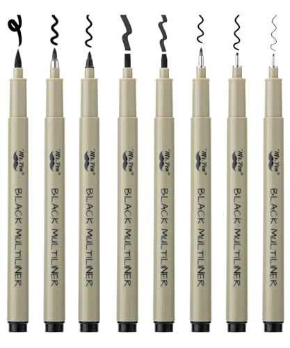 Mr. Pen- Drawing Pens for Artists, 8 Pack, Black Multiliner, Artist pens | Micro Pens for Drawing, Ink Pens for Drawing, Sketch Pens, Micro Pen, Fineliner Pens, Bible Journaling Pens - size: 8 Tip Sizes(0.4 to 3 mm)