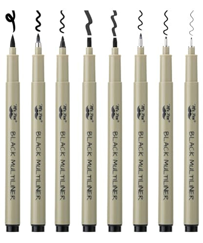 Mr. Pen- Drawing Pens for Artists, 8 Pack, Black Multiliner, Artist pens | Micro Pens for Drawing, Ink Pens for Drawing, Sketch Pens, Micro Pen, Fineliner Pens, Bible Journaling Pens - size: 8 Tip Sizes(0.4 to 3 mm)