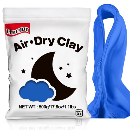 ifergoo 500g Blue Air Dry Clay, 1.1LBS DIY Creative Modeling Clay for Kids | Refill Foam Magic Clay for School Art & Craft Project, Slime Supplies, Ultra-light & Soft, Gift for Age 3-12 Boys & Girls - color: Blue/500g