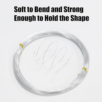 22 Gauge Aluminum Craft Wire, 164FT 0.6mm Silver Bendable Wire | Anodized Jewelry Wire for Crafts, Jewelry Making, Floral Arranging, Sculpting, Armature, Bonsai, Wire Wrapping, Lightweight - size: 22, style: Silver