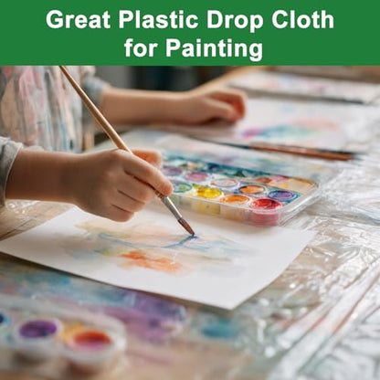 2-Pack 9x12 ft Painter Plastic Drop Cloths Sheet,Waterproof Anti-dust Cover, Disposable Tarp for Painting for Couch/Furniture Cover - size: 2pack