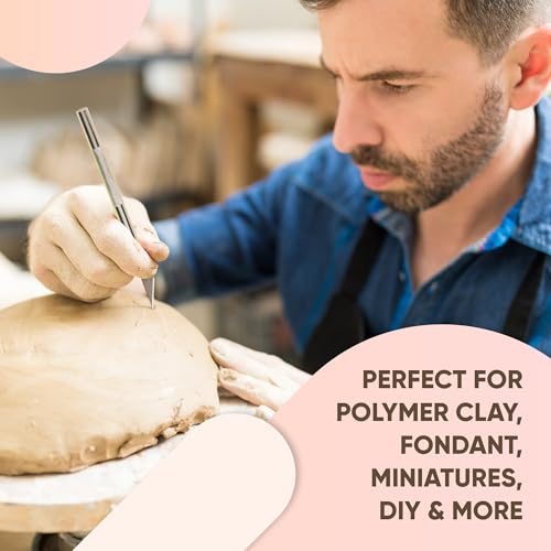14 Pcs Clay Tools & Pottery Tools Kit, Polymer Clay Earring Making Kit | with Acrylic Clay Roller and Thickness Rings Clay Cutters for Jewelry Making & Air Dry Clay Tools Set - size: Pack of 14