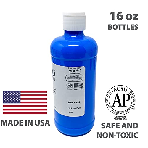 milo Acrylic Paint Set, 12 Primary Colors, 16 oz Bottles, Semi-Gloss | Safe, Non-Toxic, Made in the USA, Arts & Crafts Paints for Artists, Student & Hobby Painters, Paint Pack, Classroom, Bulk - style: Primary Set 12 x 16 oz