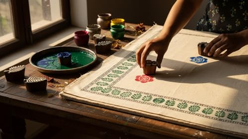 Craftsofindia® Flowers and Leaf Wooden Blocks Stamps for Printing on Textiles, Pottery Crafts,Henna, Scrapbooking (Set of 6) - size: Pack # 105