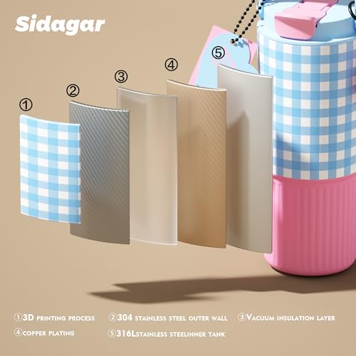 26 oz Insulated Stainless Steel Tumbler with Straw & Handle Blue - color: Blue Grid